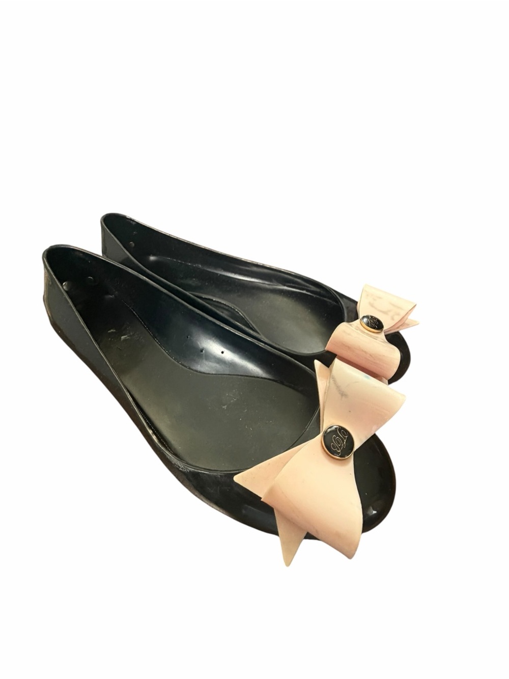 Ted Baker London Black Patent Ballet Flats with Blush Bow Accent 5